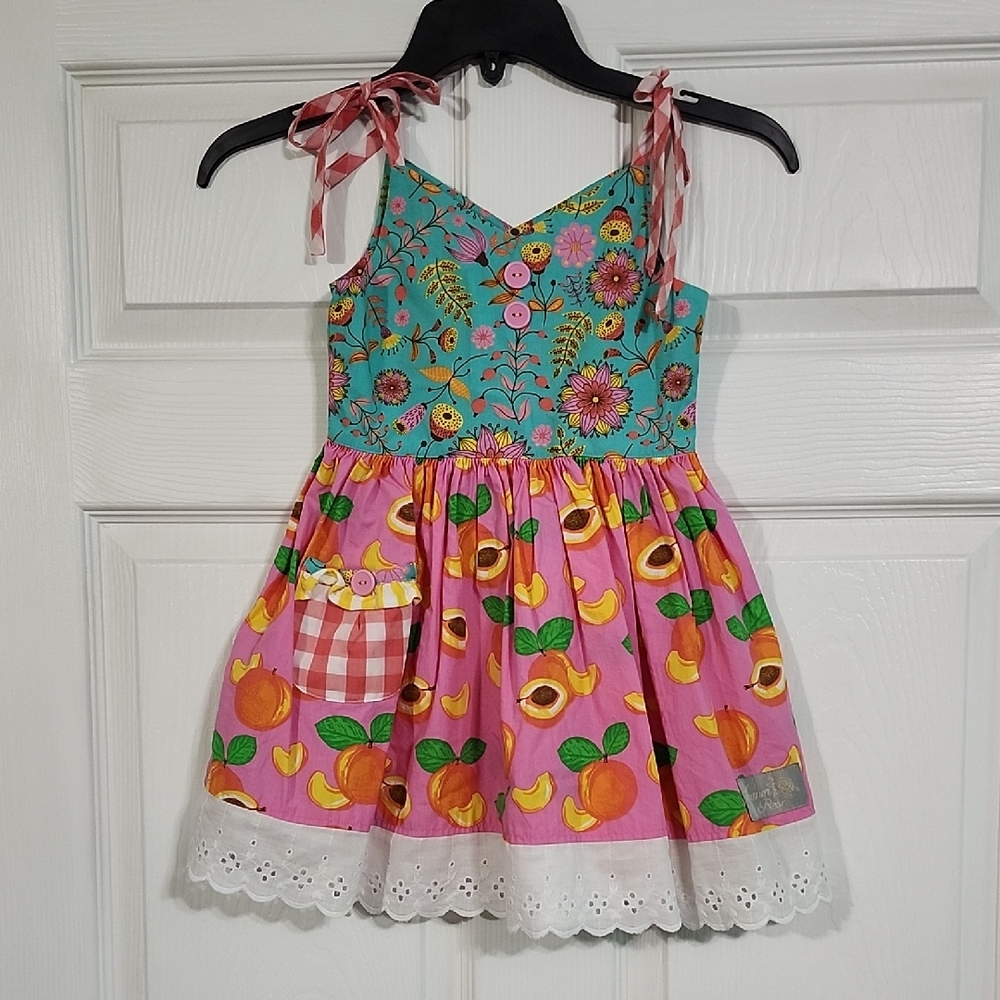 Eleanor Rose Teal and Pink Floral Peach Dress